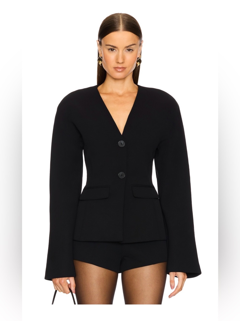 REVOLVE EAVES Polished Crepe Blazer in Black